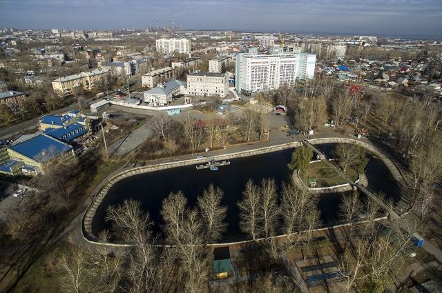 Изумрудный парк в Барнауле с высоты птичьего полёта
